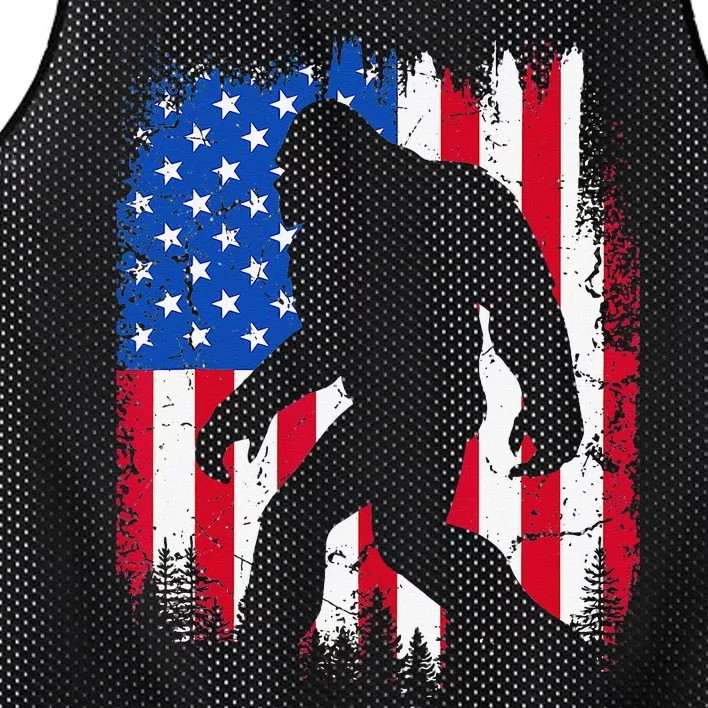 Bigfoot Silhouette USA Flag Sasquatch Lovers July 4th Mesh Reversible Basketball Jersey Tank