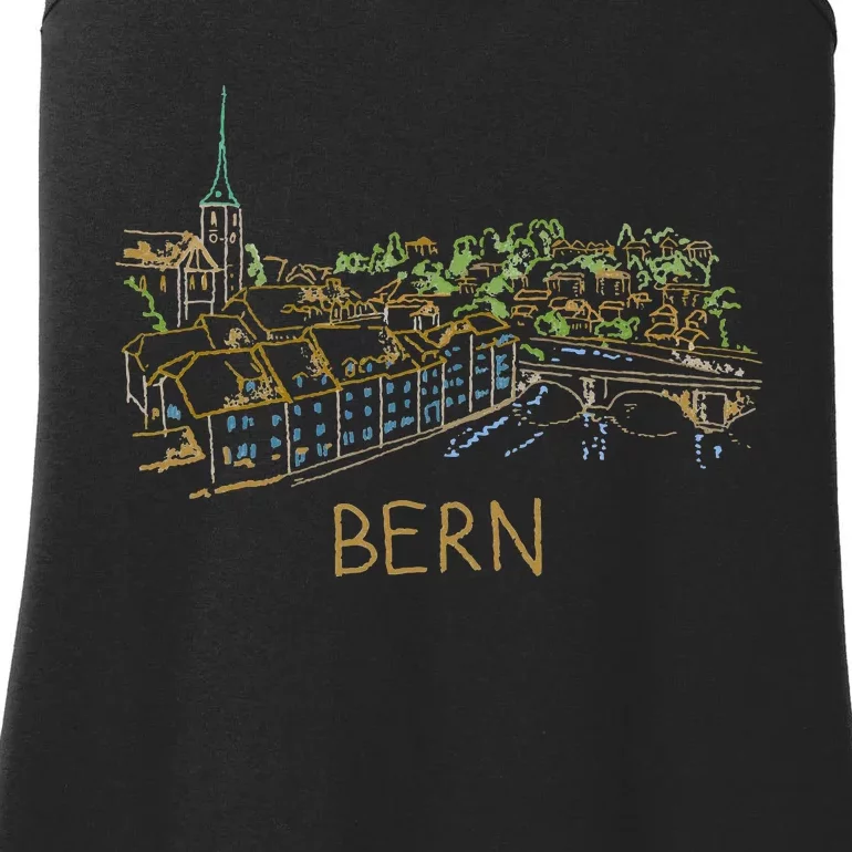 Bern Switzerland Unique Hand Drawn Art Ladies Essential Tank