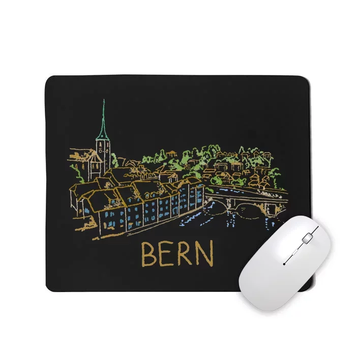 Bern Switzerland Unique Hand Drawn Art Mousepad