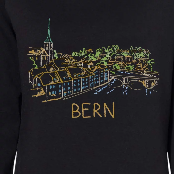 Bern Switzerland Unique Hand Drawn Art Womens California Wash Sweatshirt