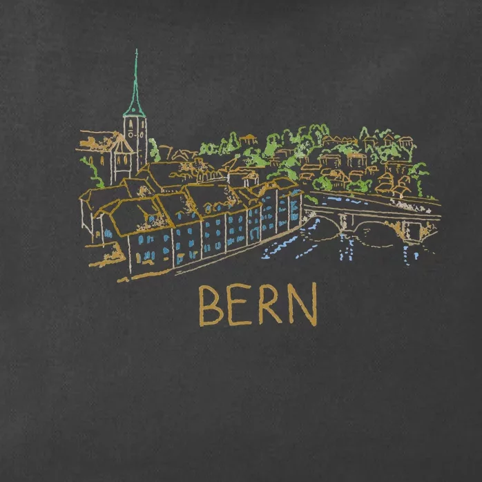 Bern Switzerland Unique Hand Drawn Art Zip Tote Bag