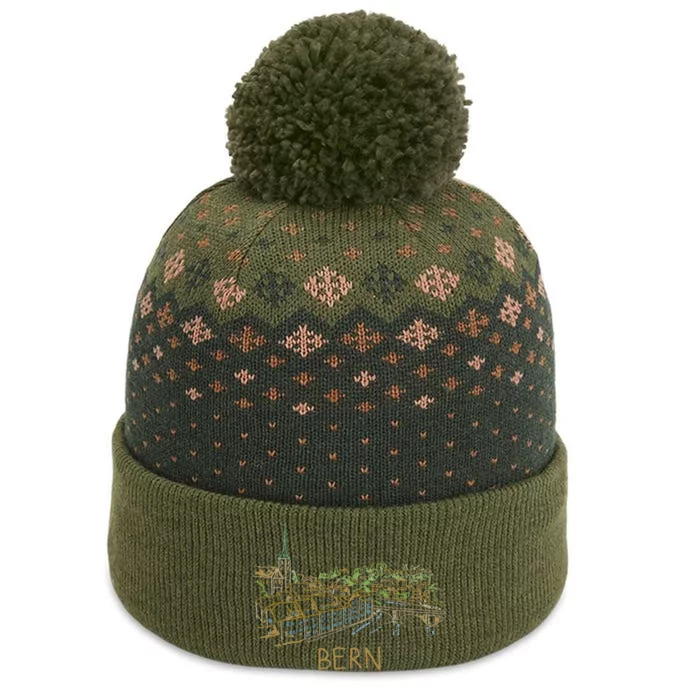 Bern Switzerland Unique Hand Drawn Art The Baniff Cuffed Pom Beanie