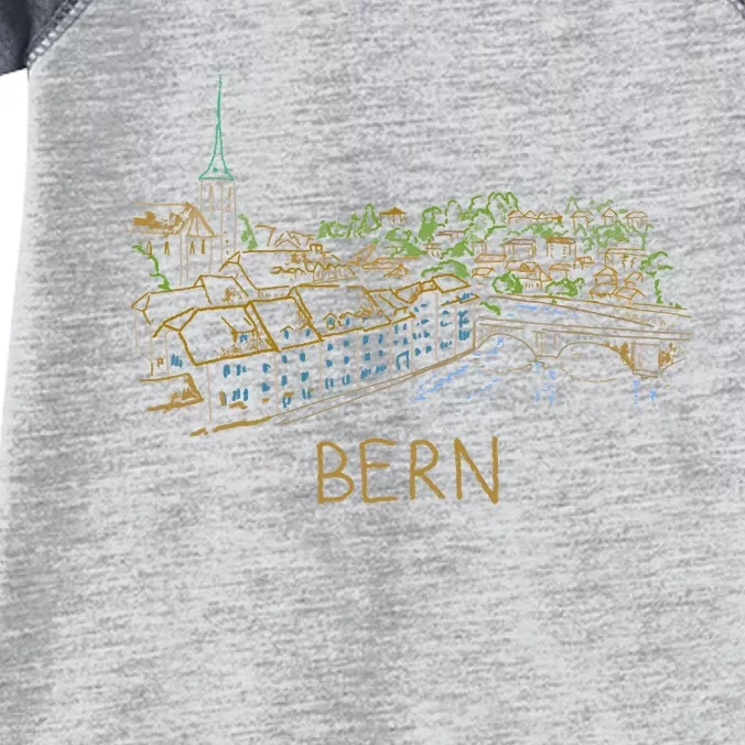 Bern Switzerland Unique Hand Drawn Art Infant Baby Jersey Bodysuit