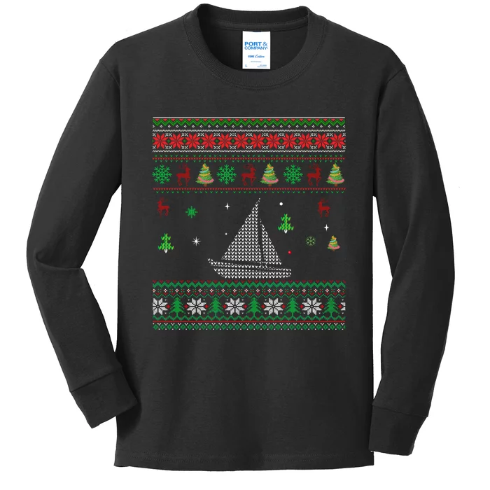 Best Sailing Ugly Christmas Design For Ever Kids Long Sleeve Shirt