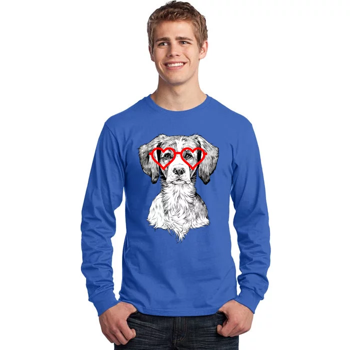 Brittany Spaniel Valentines Day Dog Mom Dog Lover Funny Gift Tall Long Sleeve T-Shirt