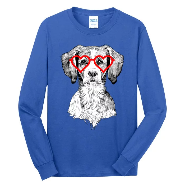 Brittany Spaniel Valentines Day Dog Mom Dog Lover Funny Gift Tall Long Sleeve T-Shirt