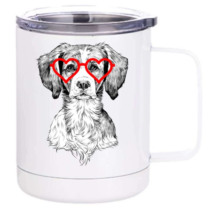 Brittany Spaniel Valentines Day Dog Mom Dog Lover Funny Gift Front & Back 12oz Stainless Steel Tumbler Cup