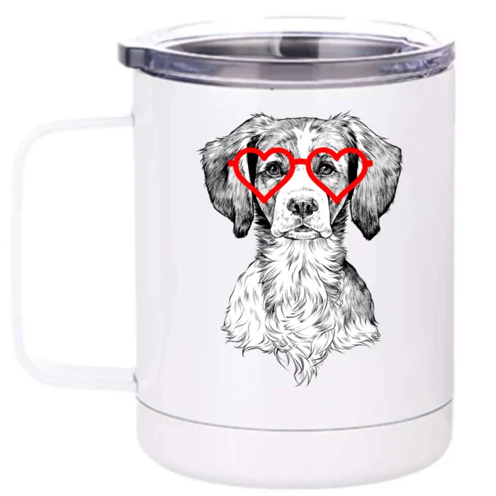 Brittany Spaniel Valentines Day Dog Mom Dog Lover Funny Gift Front & Back 12oz Stainless Steel Tumbler Cup