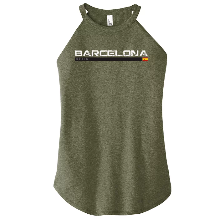 Barcelona Spain Vintage Retro Women’s Perfect Tri Rocker Tank