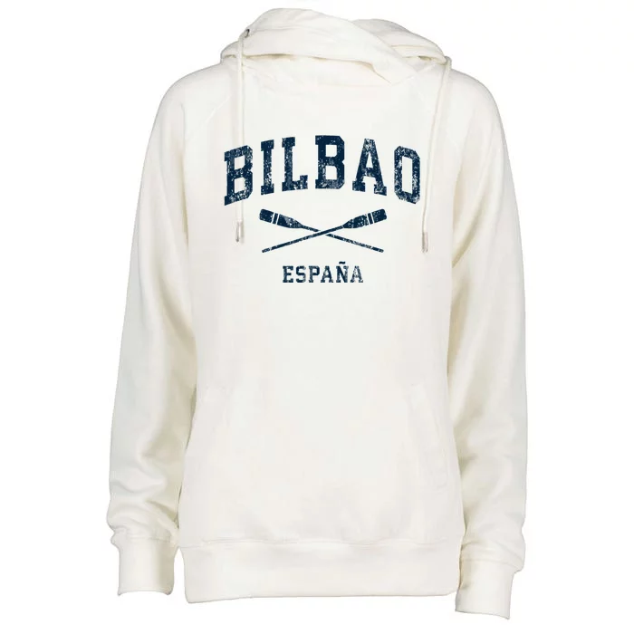 Bilbao Spain Vintage Nautical Paddles Sports Oars Womens Funnel Neck Pullover Hood