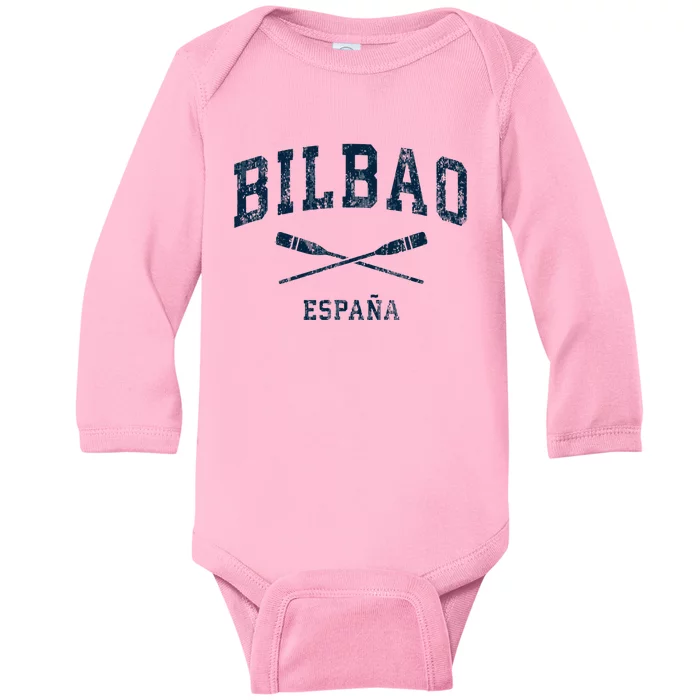 Bilbao Spain Vintage Nautical Paddles Sports Oars Baby Long Sleeve Bodysuit