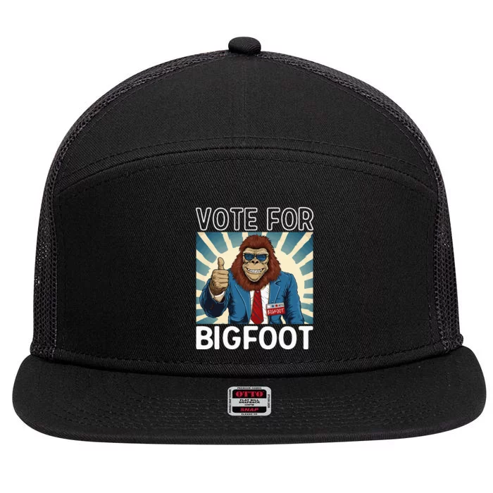 Bigfoot Sasquatch Vote For President Usa 2024 7 Panel Mesh Trucker Snapback Hat