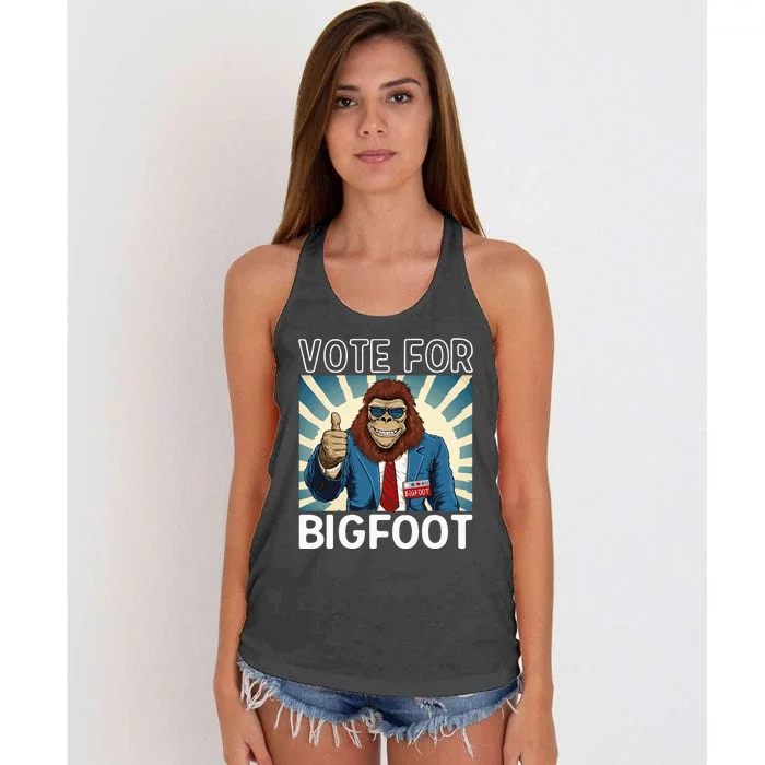 Bigfoot Sasquatch Vote For President Usa 2024 Women's Knotted Racerback Tank