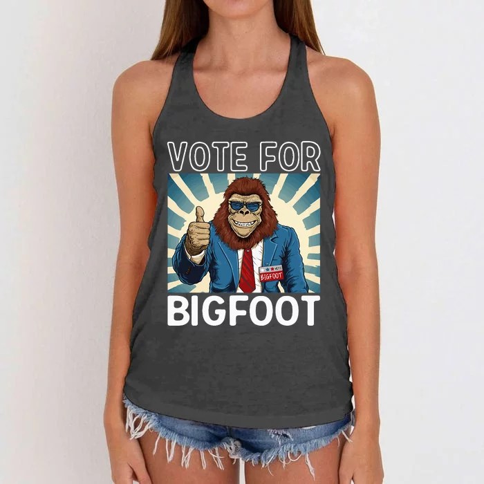 Bigfoot Sasquatch Vote For President Usa 2024 Women's Knotted Racerback Tank