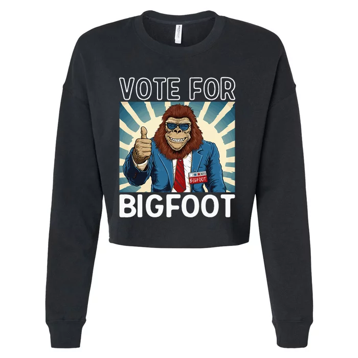 Bigfoot Sasquatch Vote For President Usa 2024 Cropped Pullover Crew