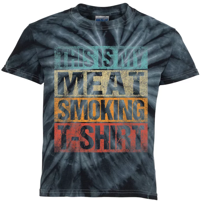 BBQ Smoker Vintage Retro This Is My Meat Smoking BBQ Kids Tie-Dye T-Shirt