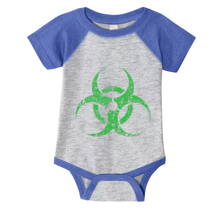 Biohazard Symbol Vintage Green Funny Halloween Infant Baby Jersey Bodysuit