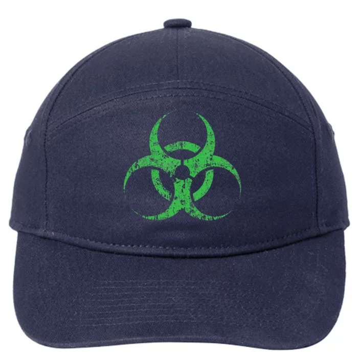 Biohazard Symbol Vintage Green Funny Halloween 7-Panel Snapback Hat