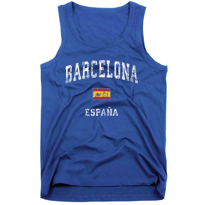 Barcelona Spain Vintage Athletic Sports Design Tank Top