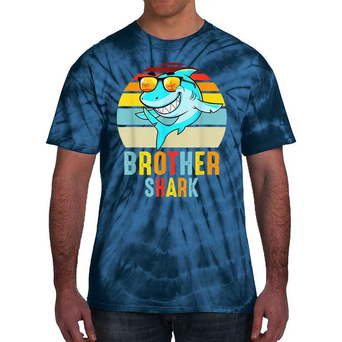 Brother Shark Vintage Retro Pajamas Shark Lover Father's Day Tie-Dye T-Shirt