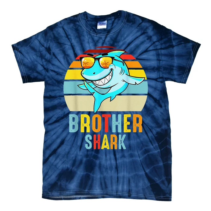 Brother Shark Vintage Retro Pajamas Shark Lover Father's Day Tie-Dye T-Shirt