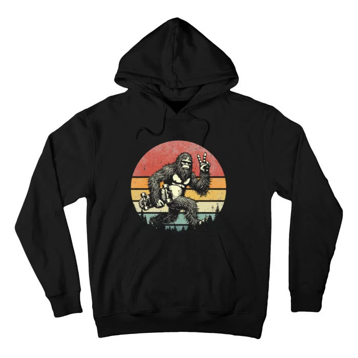 Bigfoot Skater Vintage Sasquatch Skateboarding Tall Hoodie