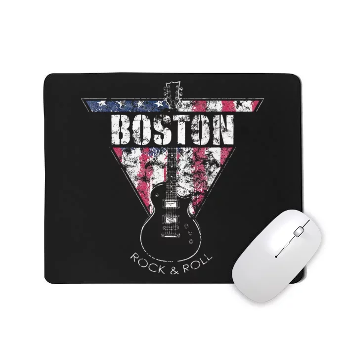 Boston Souvenir Vintage American Flag Guitar Player Rock Fan Mousepad