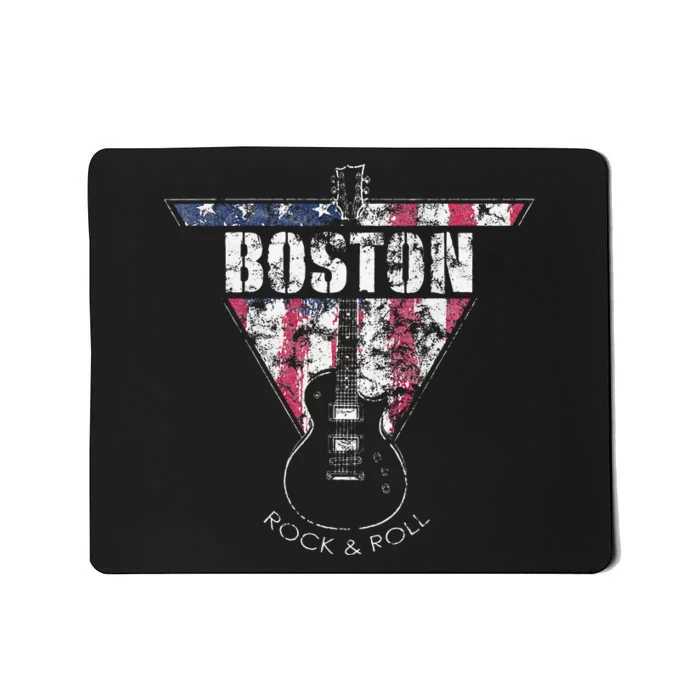 Boston Souvenir Vintage American Flag Guitar Player Rock Fan Mousepad