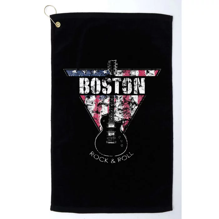 Boston Souvenir Vintage American Flag Guitar Player Rock Fan Platinum Collection Golf Towel