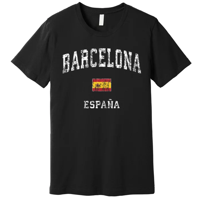 Barcelona Spain Vintage Athletic Sports Premium T-Shirt