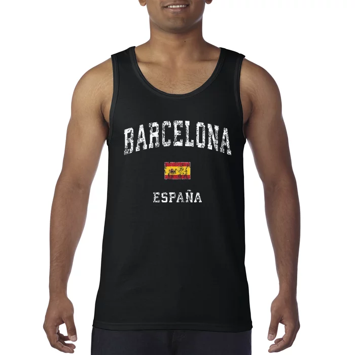 Barcelona Spain Vintage Athletic Sports Tank Top