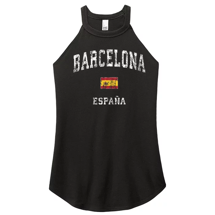 Barcelona Spain Vintage Athletic Sports Women’s Perfect Tri Rocker Tank