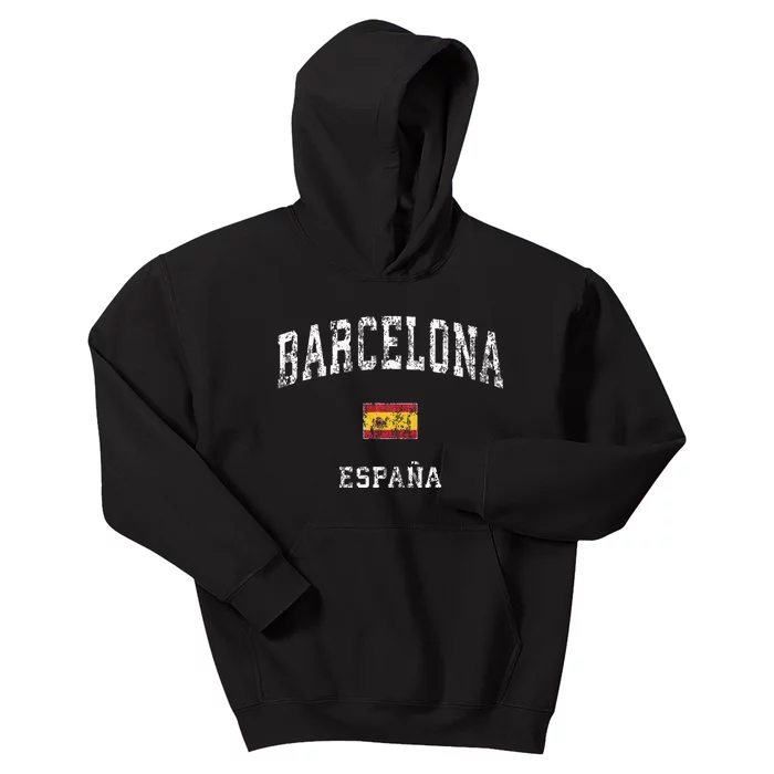 Barcelona Spain Vintage Athletic Sports Kids Hoodie