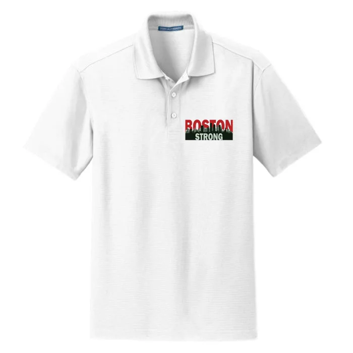 Boston Strong Vintage Boston City Skyline Dry Zone Grid Performance Polo