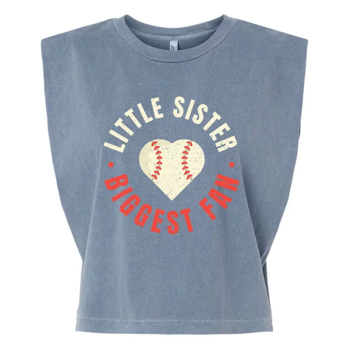 Baseball Sister Womens Little Sister Biggest Fan Tee Ball Garment-Dyed Women's Muscle Tee