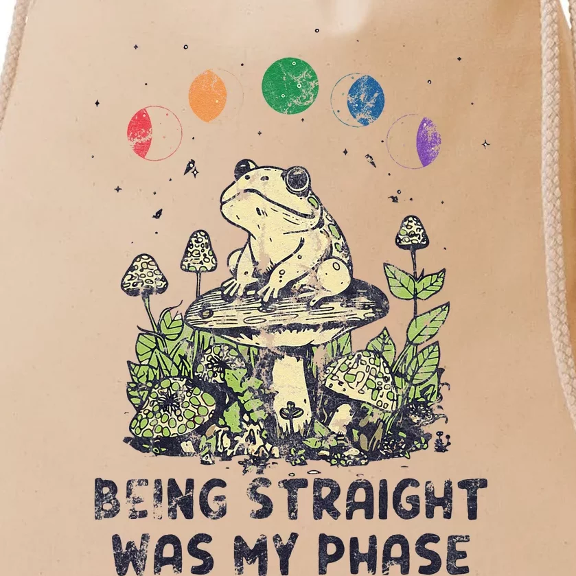 Being Straight Was My Phase Green Frog Mushrooms Drawstring Bag