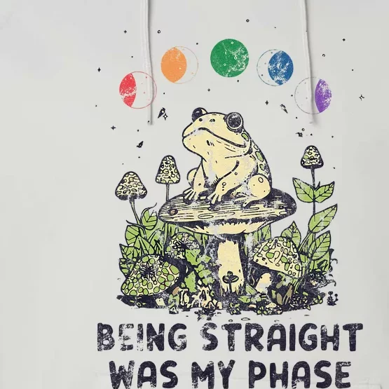 Being Straight Was My Phase Green Frog Mushrooms Performance Fleece Hoodie