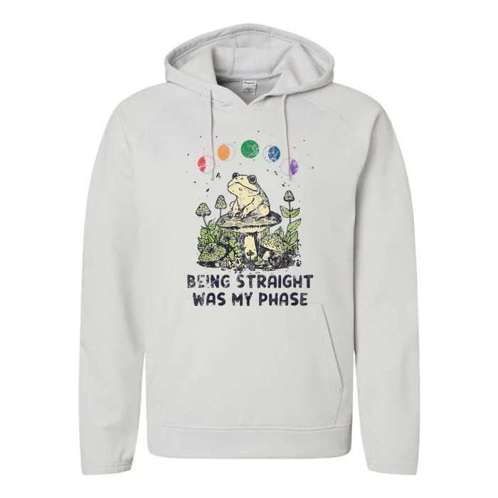 Being Straight Was My Phase Green Frog Mushrooms Performance Fleece Hoodie