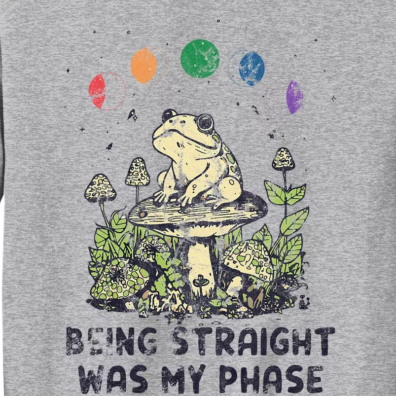 Being Straight Was My Phase Green Frog Mushrooms Tall Sweatshirt