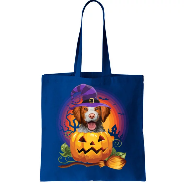 Brittany Spaniel Witch Pumpkin Halloween Cute Gift Dog Lover Costume Cool Gift Tote Bag