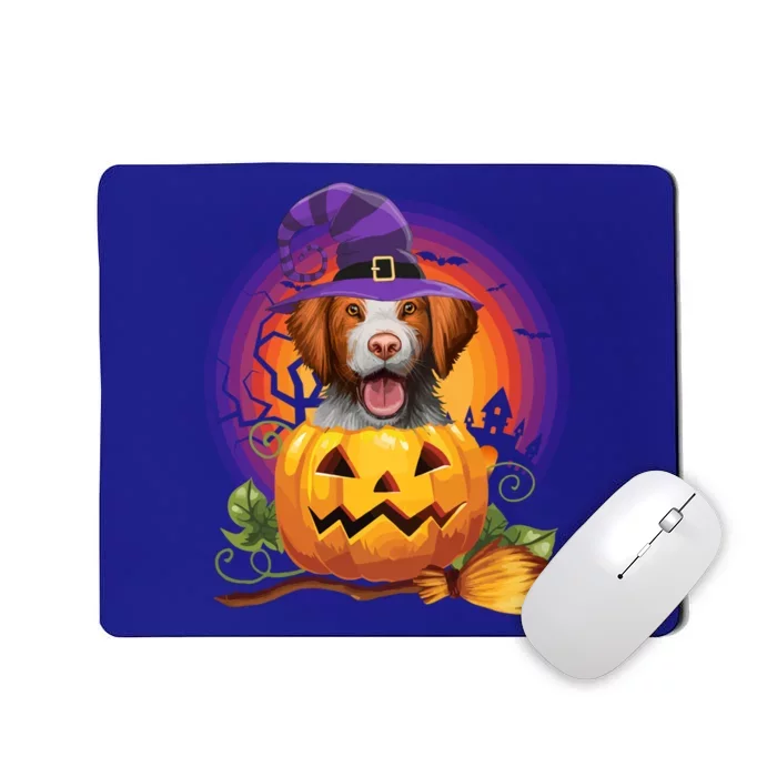 Brittany Spaniel Witch Pumpkin Halloween Cute Gift Dog Lover Costume Cool Gift Mousepad