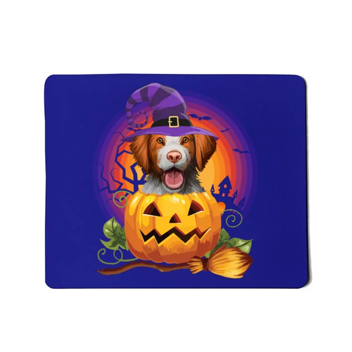 Brittany Spaniel Witch Pumpkin Halloween Cute Gift Dog Lover Costume Cool Gift Mousepad