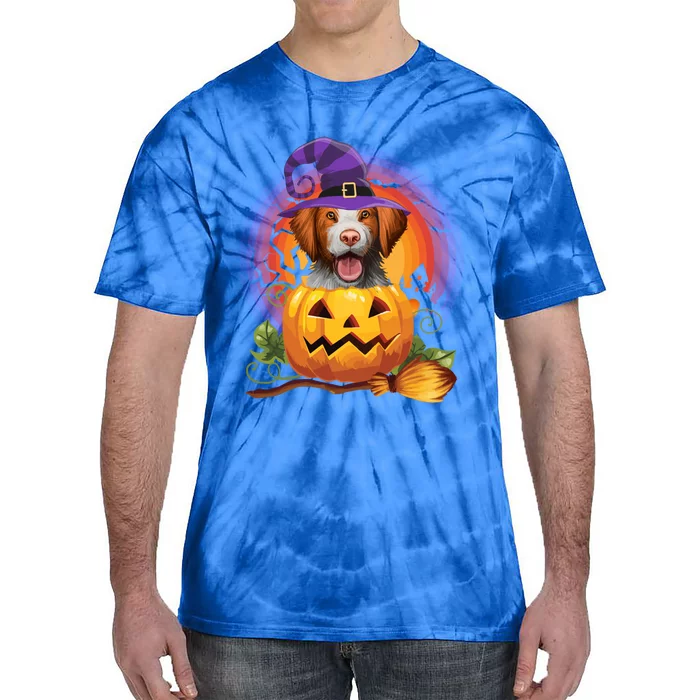 Brittany Spaniel Witch Pumpkin Halloween Cute Gift Dog Lover Costume Cool Gift Tie-Dye T-Shirt