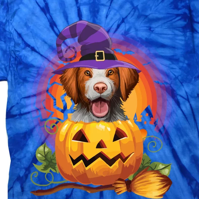 Brittany Spaniel Witch Pumpkin Halloween Cute Gift Dog Lover Costume Cool Gift Tie-Dye T-Shirt