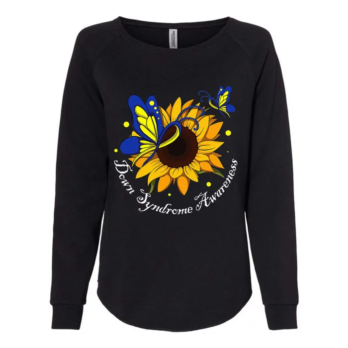 Butterfly Sunflower World Down Syndrome Awareness Day Womens California Wash Sweatshirt