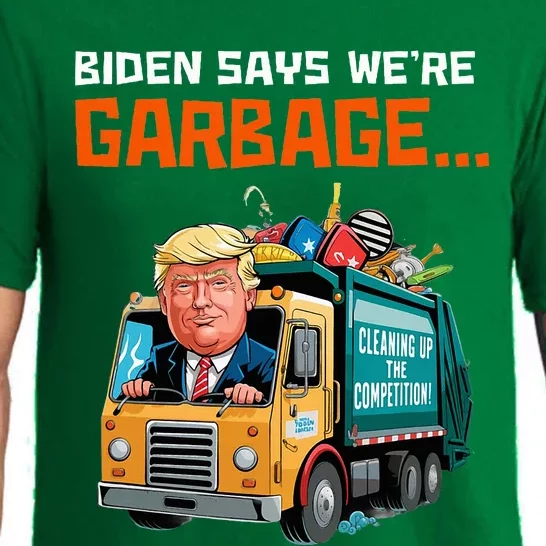 Biden Says WeRe Garbage Trump In Garbage Pajama Set