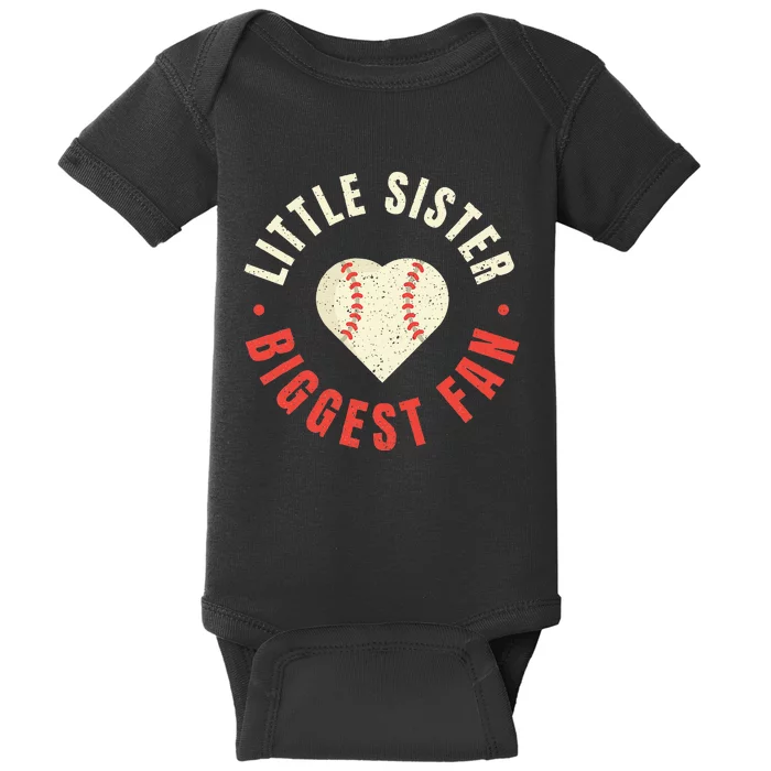 Baseball Sister Women Little Sister Biggest Fan Ball Baby Bodysuit