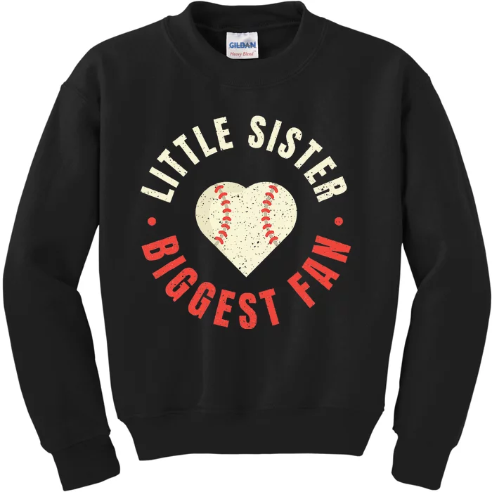 Baseball Sister Women Little Sister Biggest Fan Ball Kids Sweatshirt