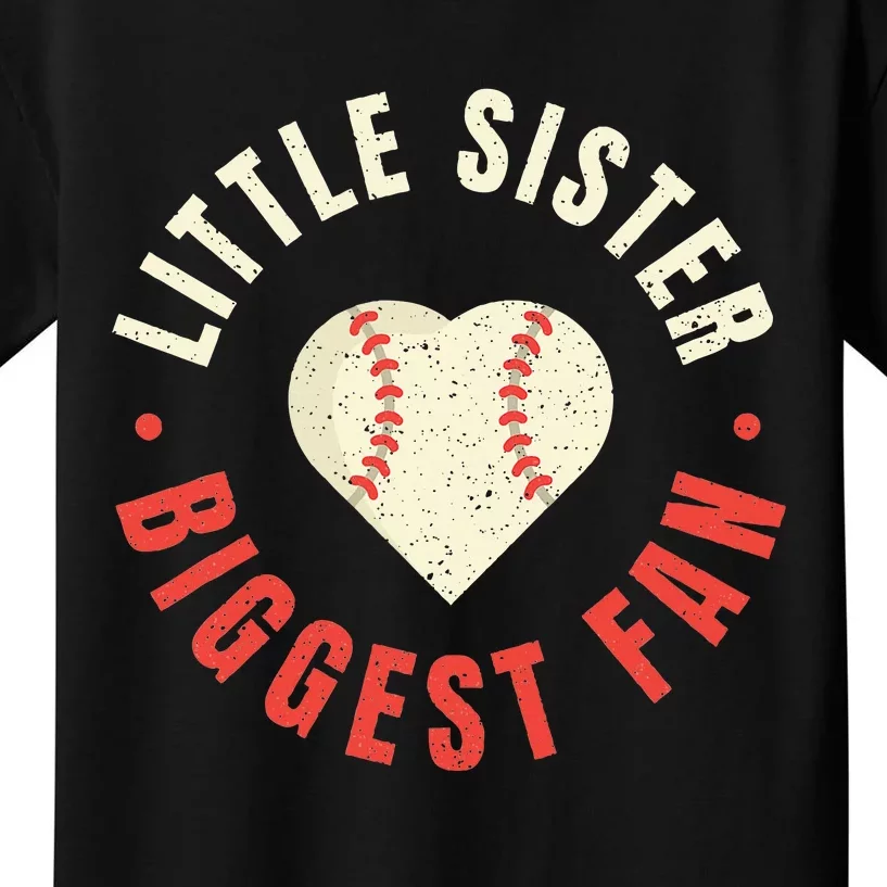 Baseball Sister Women Little Sister Biggest Fan Ball Kids T-Shirt