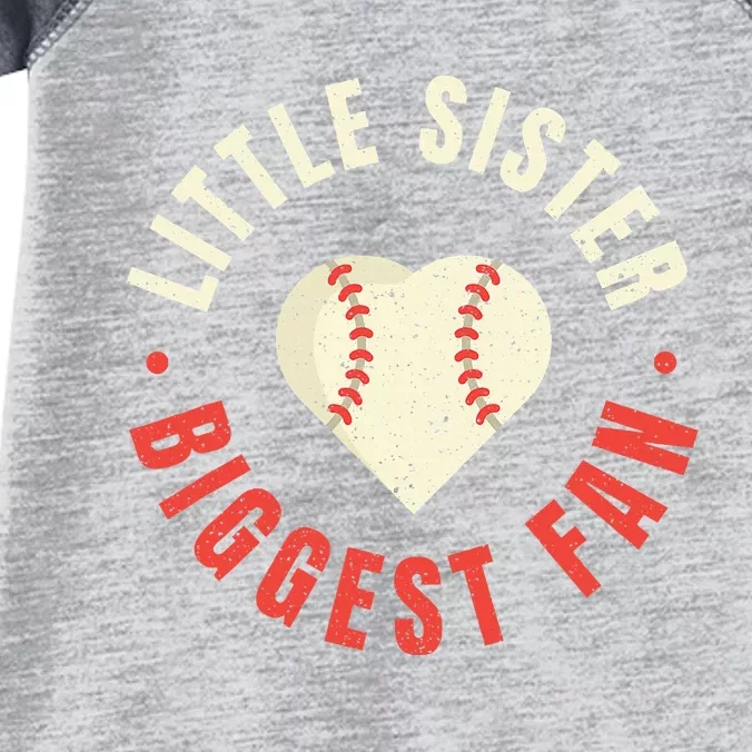 Baseball Sister Women Little Sister Biggest Fan Ball Infant Baby Jersey Bodysuit